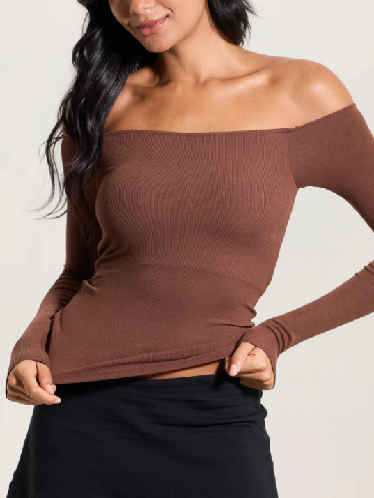 Ribbed Off Shoulder Brami