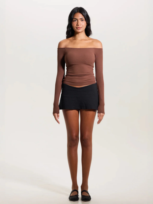 Ribbed Off Shoulder Brami