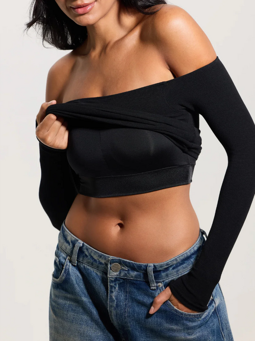 Ribbed Off Shoulder Brami